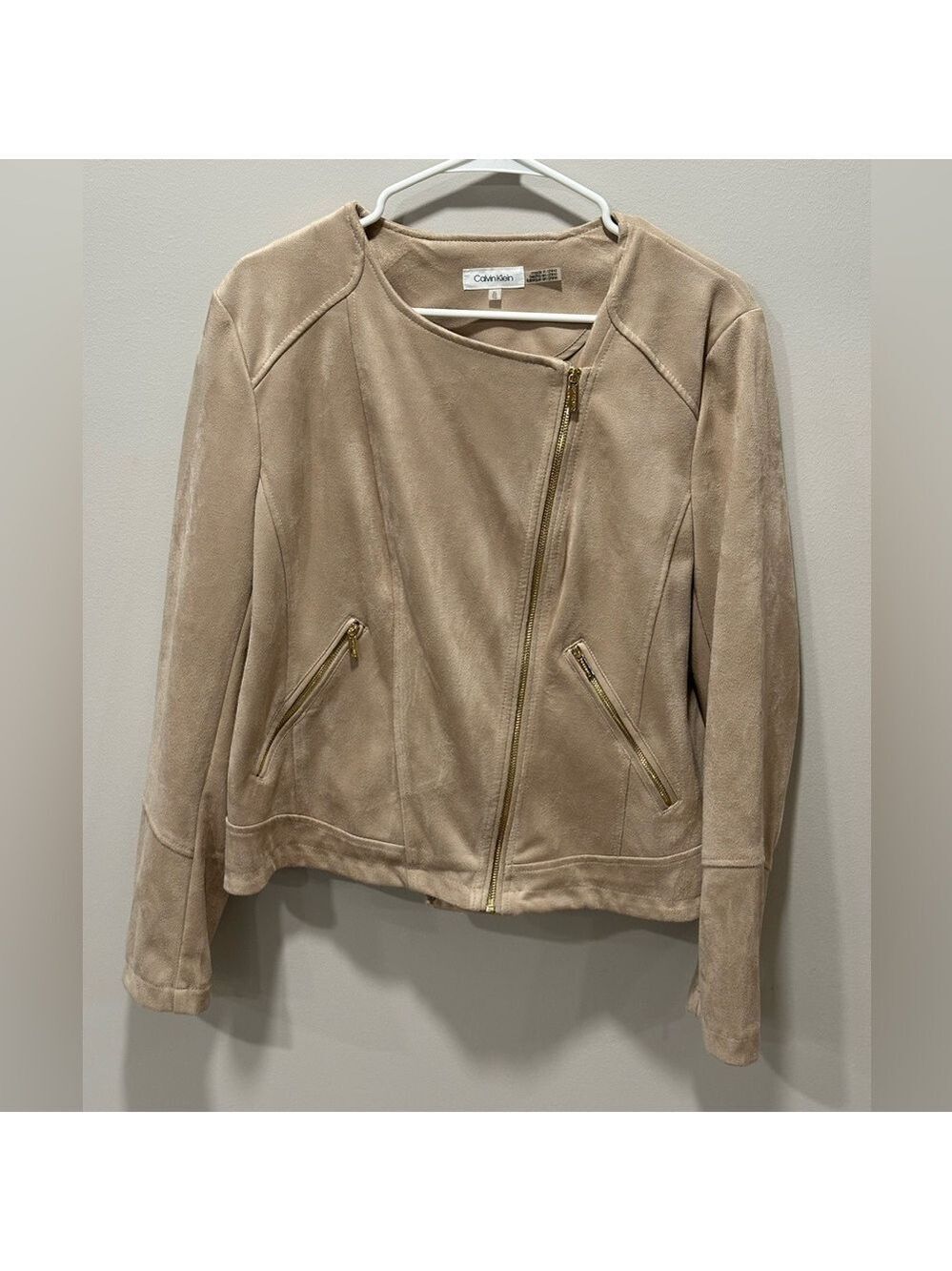 CK Calvin Klein Women’s Beige Zip Up Jacket Size XL